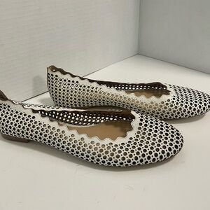 Chloe White Laser Cut Leather Ballet Flats Size 36 1/2